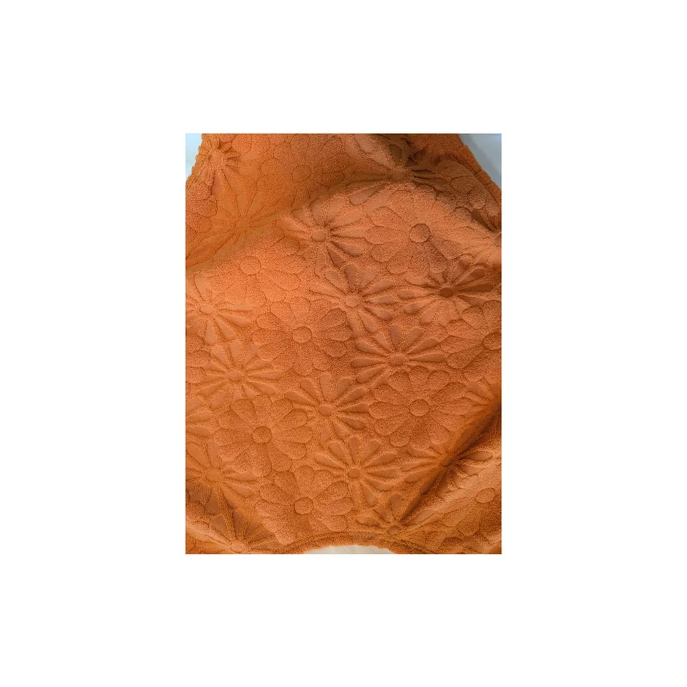 Orange Floral Textured One-Piece Swimsuit • S–M • 70's Vintage Vibe - Picture 3 of 7